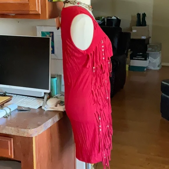 Ellison (King Ranch) Faux Suede Maroon Dress Size M, NWT - Picture 5 of 10